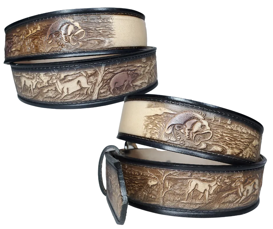 "The Hunter" Name Leather Belt   "Quick Ship"