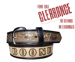 "The Hunter" Name Leather Belt   "Quick Ship"