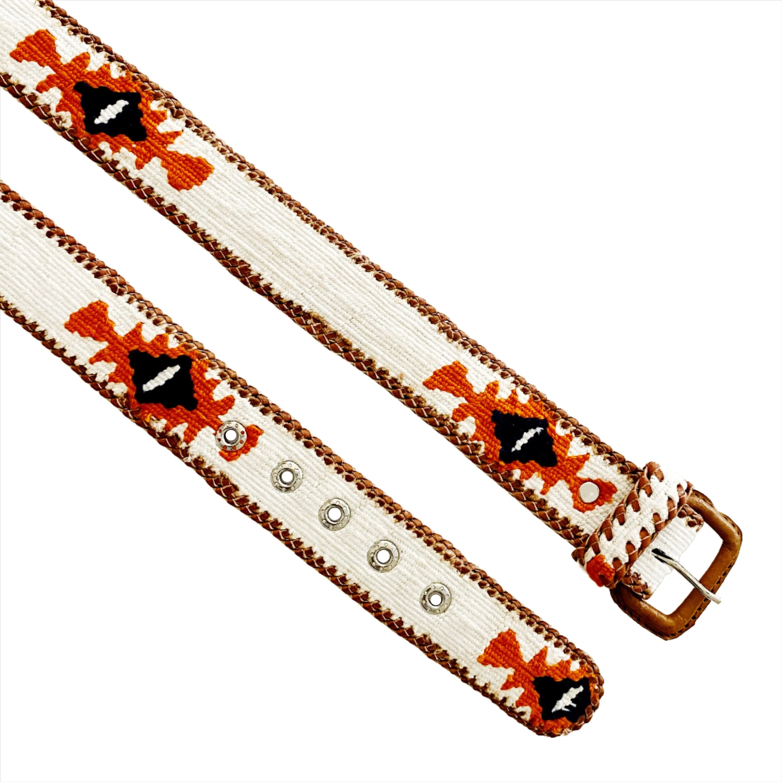 Rancho Belt - Cream, Orange, & Navy