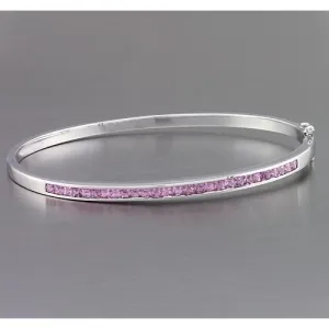 Real  Pink Sapphire Bangle 5 Carats Women Jewelry White Gold