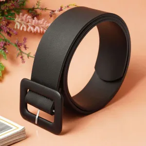 Rectangle Buckle Solid Black Belt