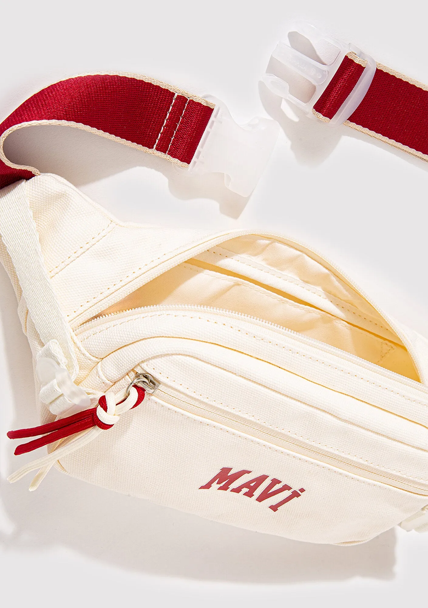 Red Detailed White Belt Bag