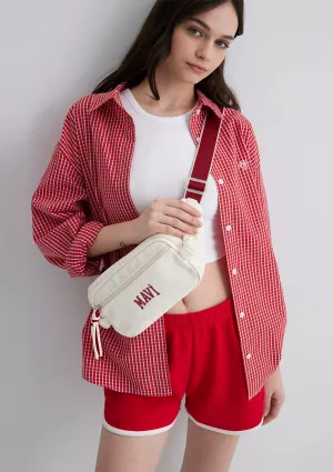 Red Detailed White Belt Bag