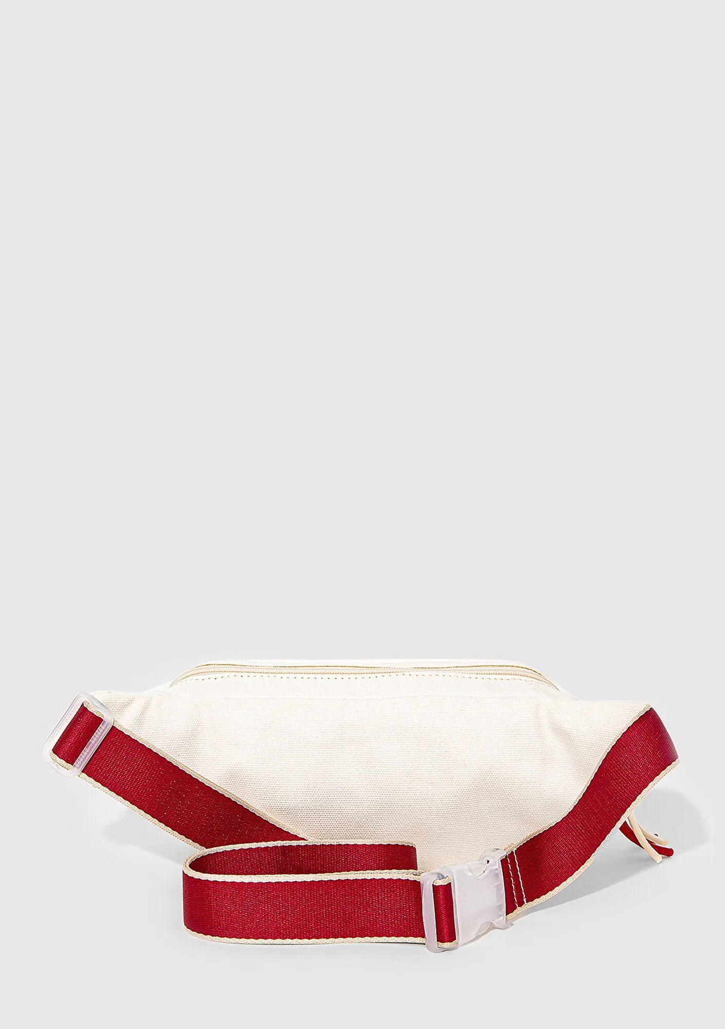 Red Detailed White Belt Bag