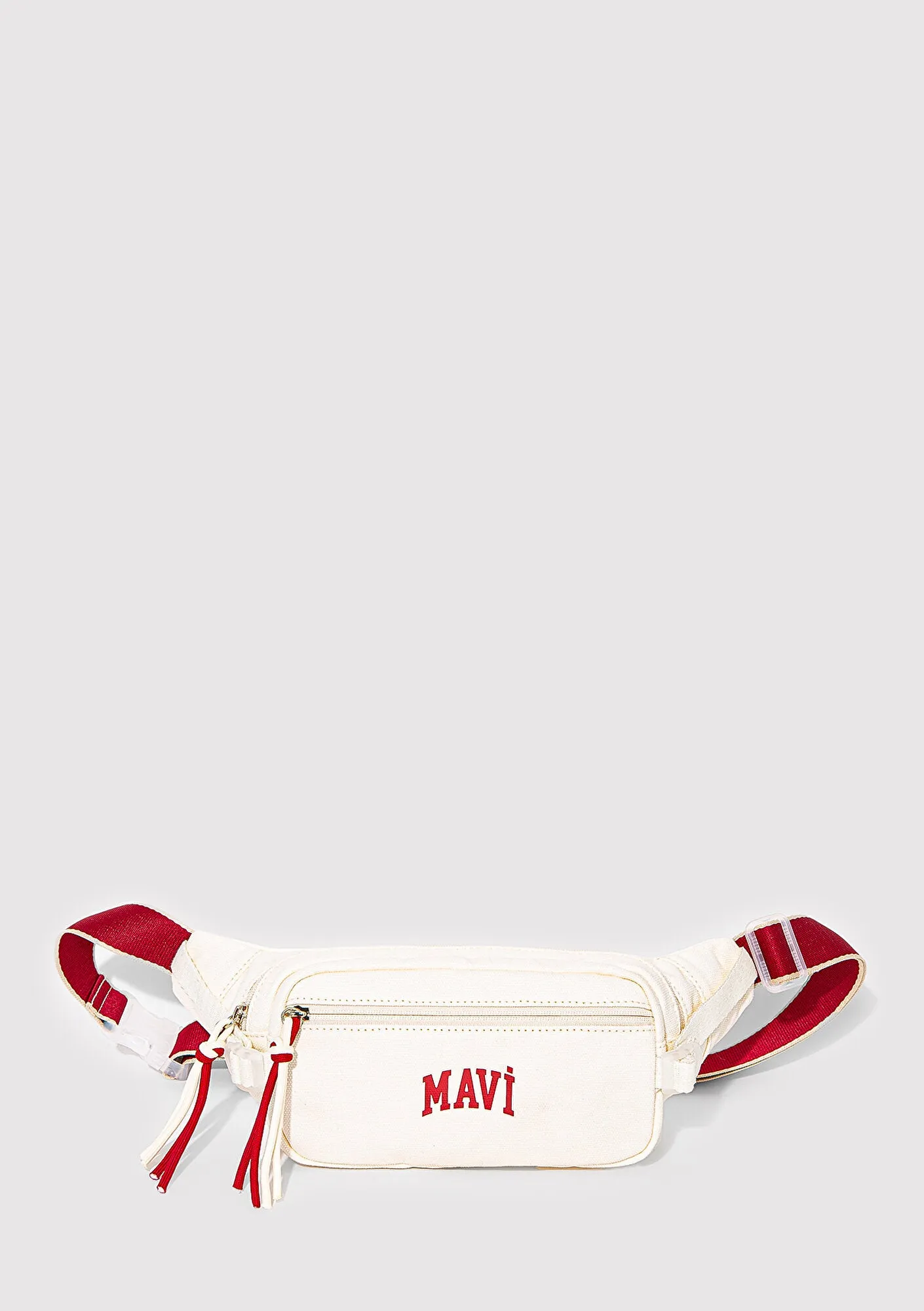 Red Detailed White Belt Bag