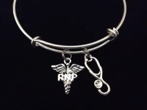 Registered Nurse Practitioner RNP Expandable Silver Bracelet Bangle Medical Occupational Charm Trendy