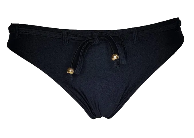 Regular black bikini bottom with a black lycra belt