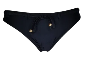 Regular black bikini bottom with a black lycra belt
