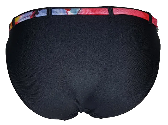 Regular black bikini bottom with watercolor flowers belt