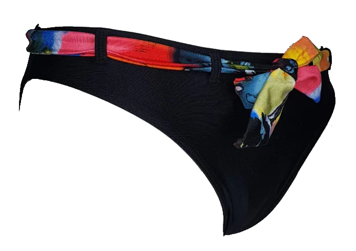 Regular black bikini bottom with watercolor flowers belt
