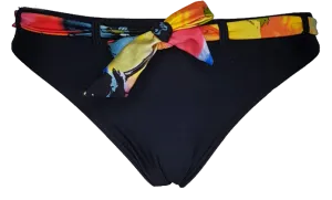 Regular black bikini bottom with watercolor flowers belt