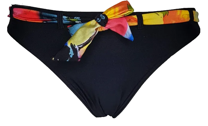 Regular black bikini bottom with watercolor flowers belt