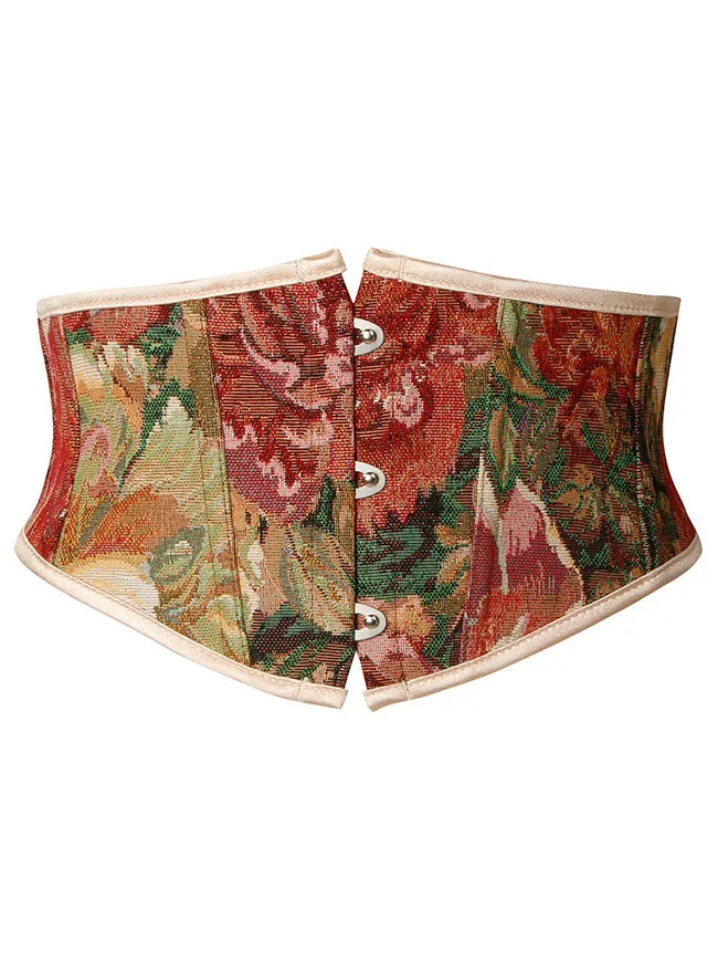 Renaissance Floral Underbust Corset Lace Up Waist Cincher Belt