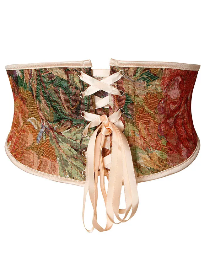 Renaissance Floral Underbust Corset Lace Up Waist Cincher Belt