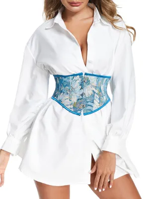 Renaissance Floral Underbust Corset Lace Up Waist Cincher Belt