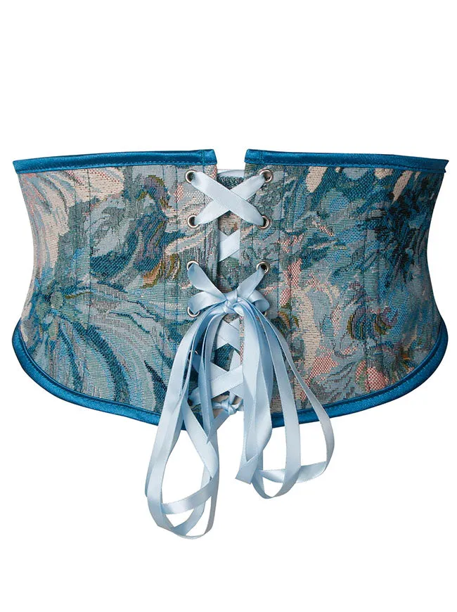 Renaissance Floral Underbust Corset Lace Up Waist Cincher Belt