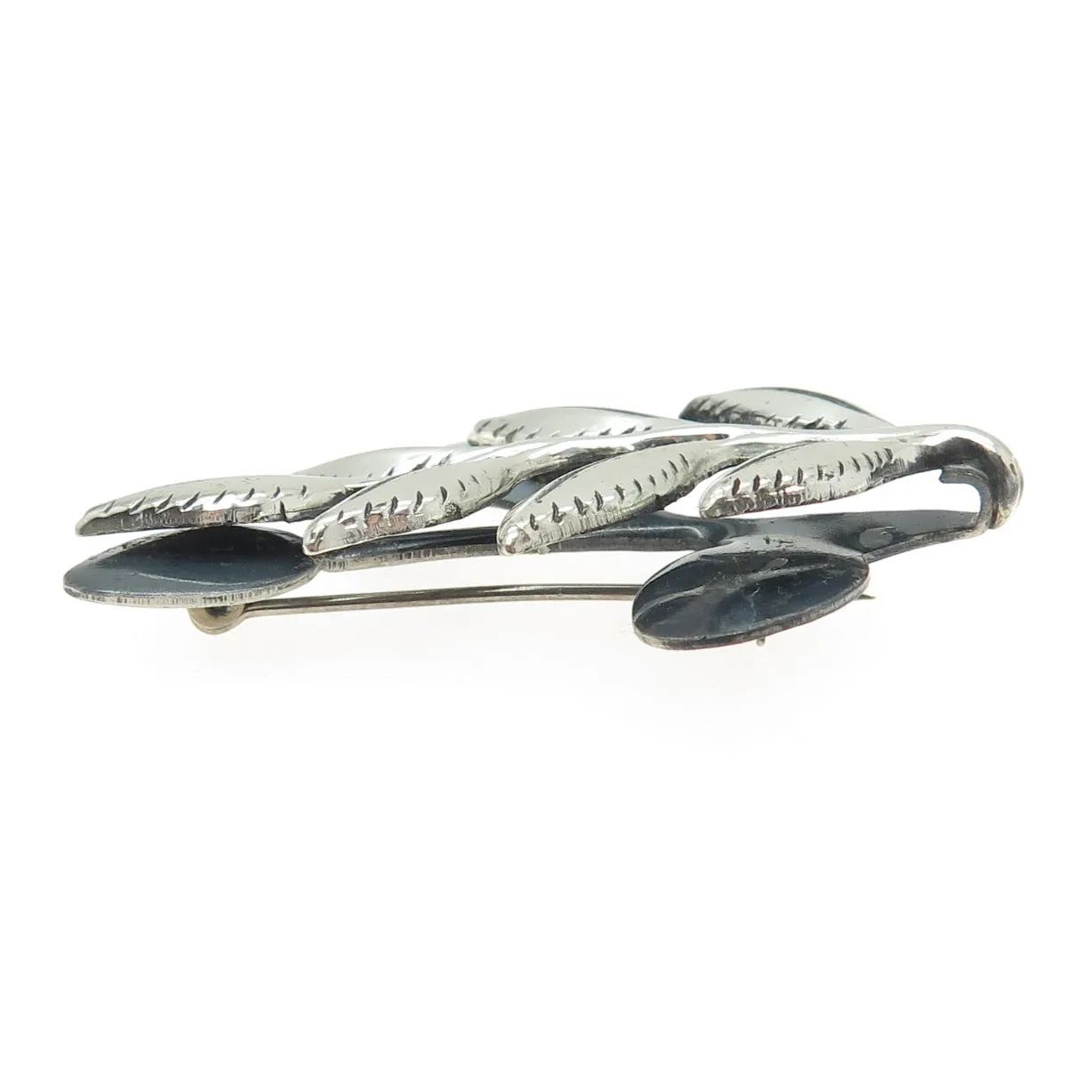RENOIR SAUTEUR 925 Sterling Silver Niello Vintage 1950s Floral Modernist Brooch
