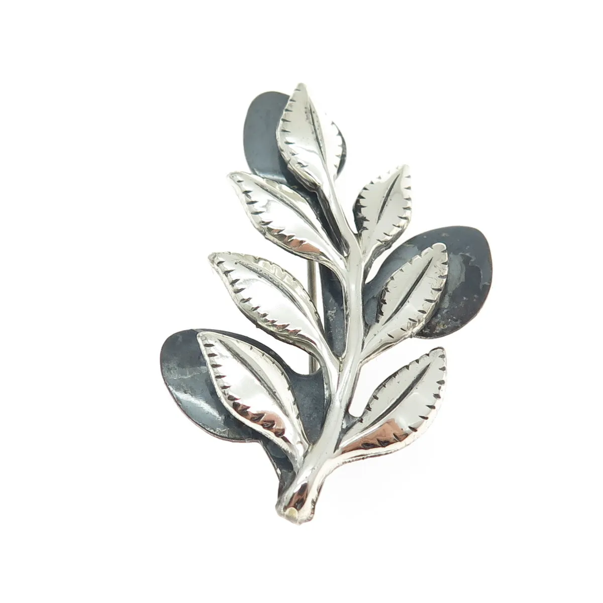 RENOIR SAUTEUR 925 Sterling Silver Niello Vintage 1950s Floral Modernist Brooch