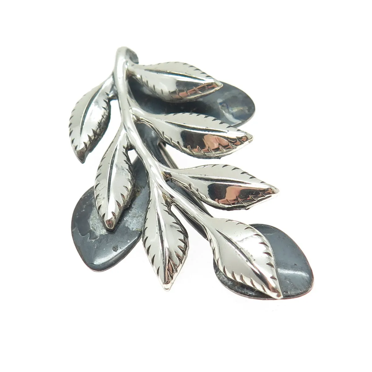 RENOIR SAUTEUR 925 Sterling Silver Niello Vintage 1950s Floral Modernist Brooch