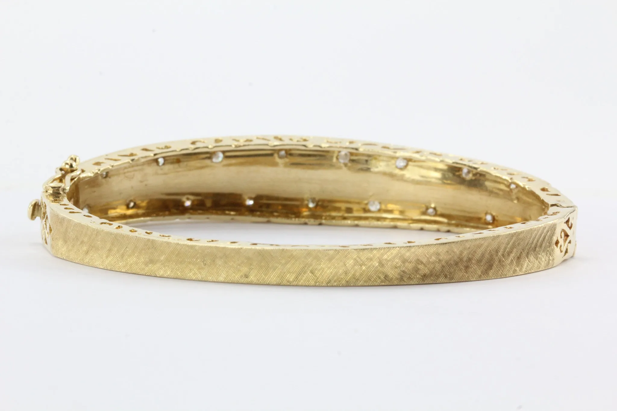 Retro 1950's 14K Gold Diamond Star Bangle Bracelet