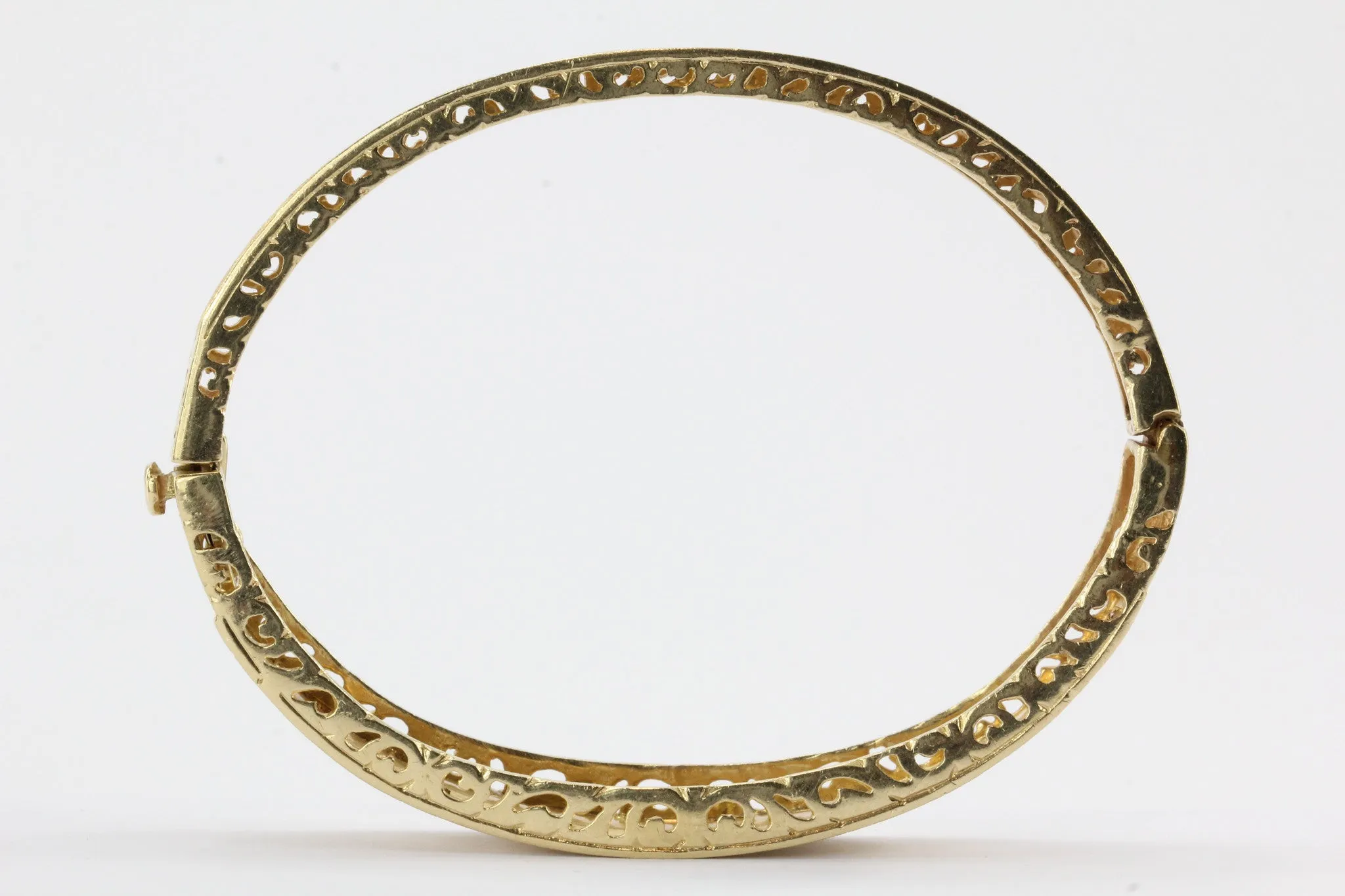 Retro 1950's 14K Gold Diamond Star Bangle Bracelet