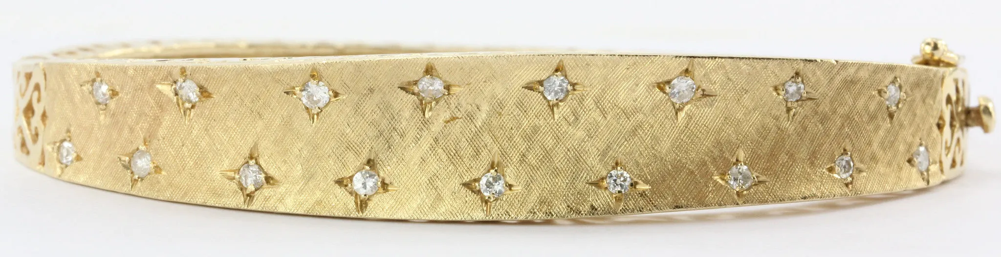 Retro 1950's 14K Gold Diamond Star Bangle Bracelet