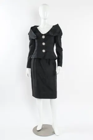 Rhinestone Floral Silk Jacket & Skirt Set