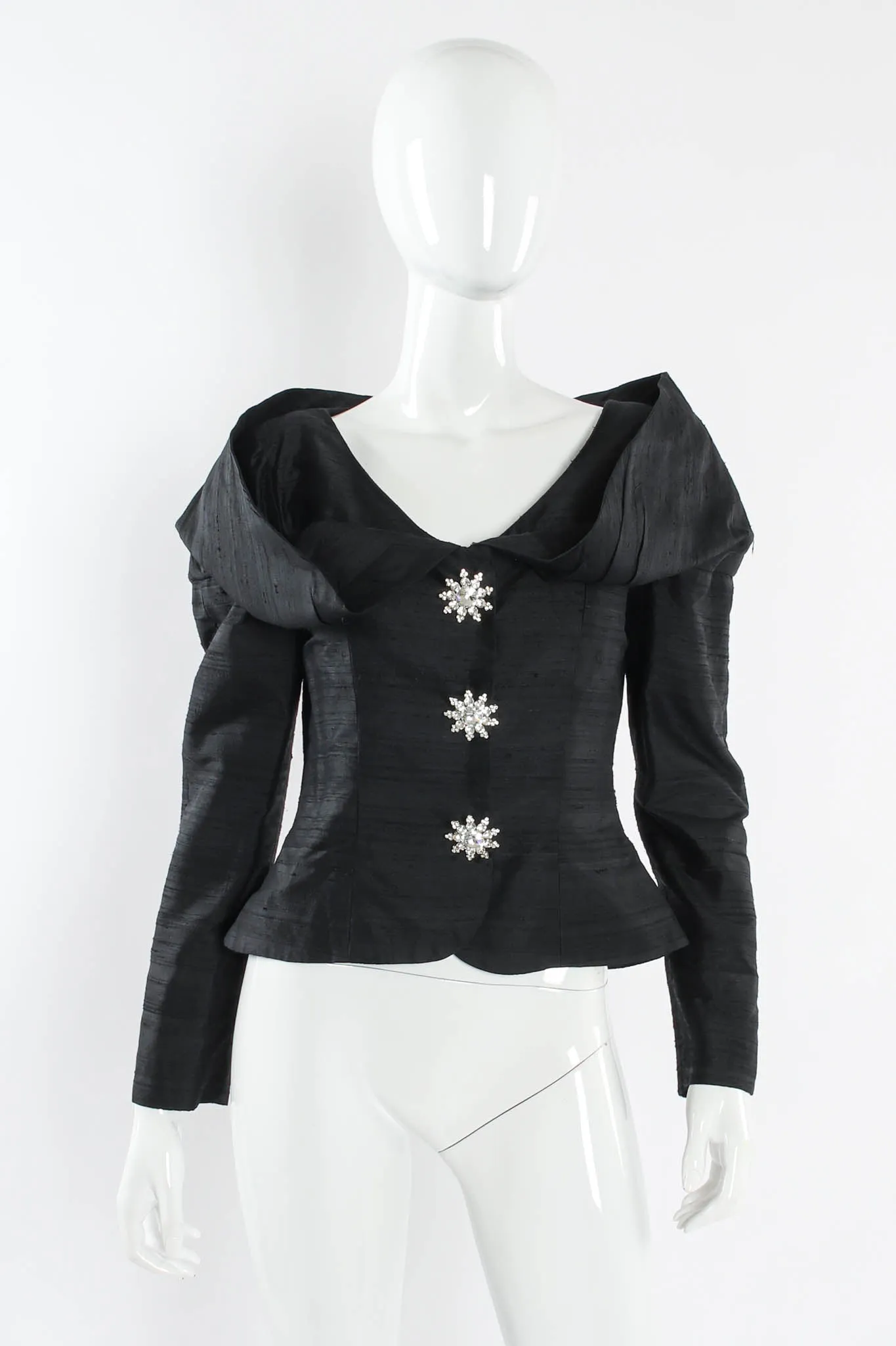 Rhinestone Floral Silk Jacket & Skirt Set
