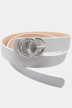 Rhinestone Open Circle Silver Belt