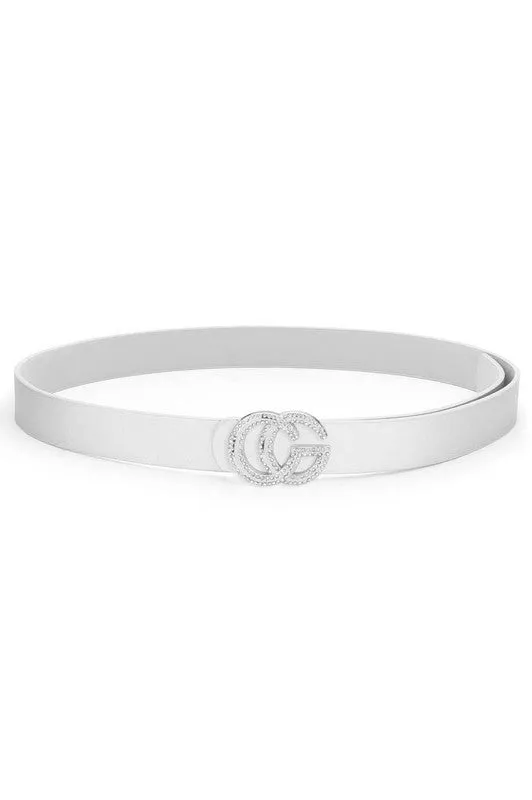 Rhinestone Open Circle Silver Belt
