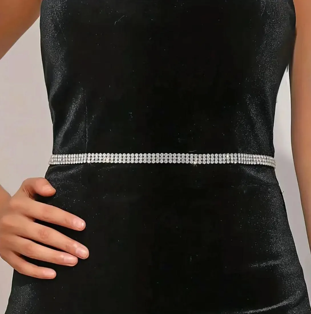 Rhinestone Skinny Waist Chain Belt
