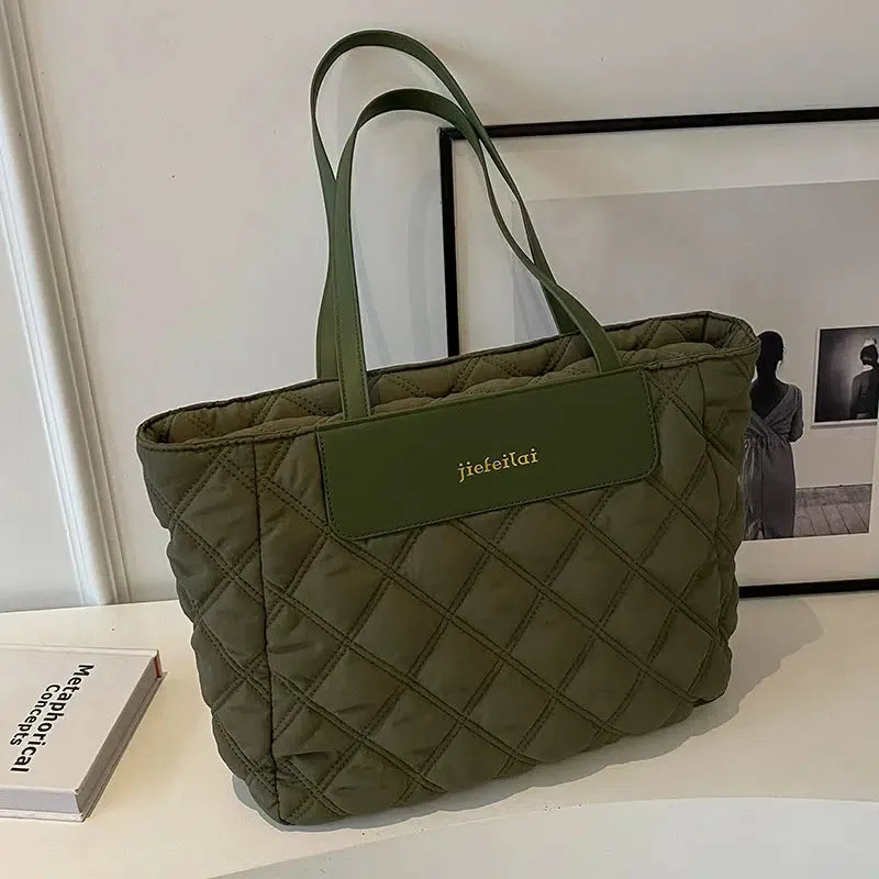 Rhombus Quilted Large Tote Bag
