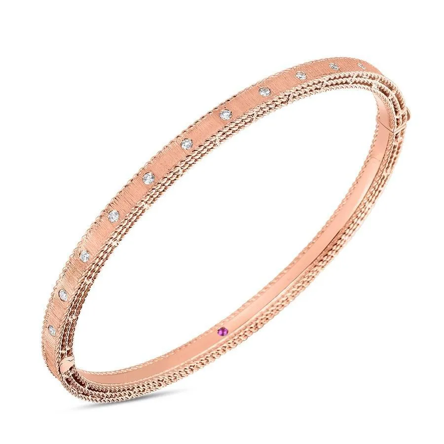Roberto Coin 18k Rose Gold Diamond Princess Bangle