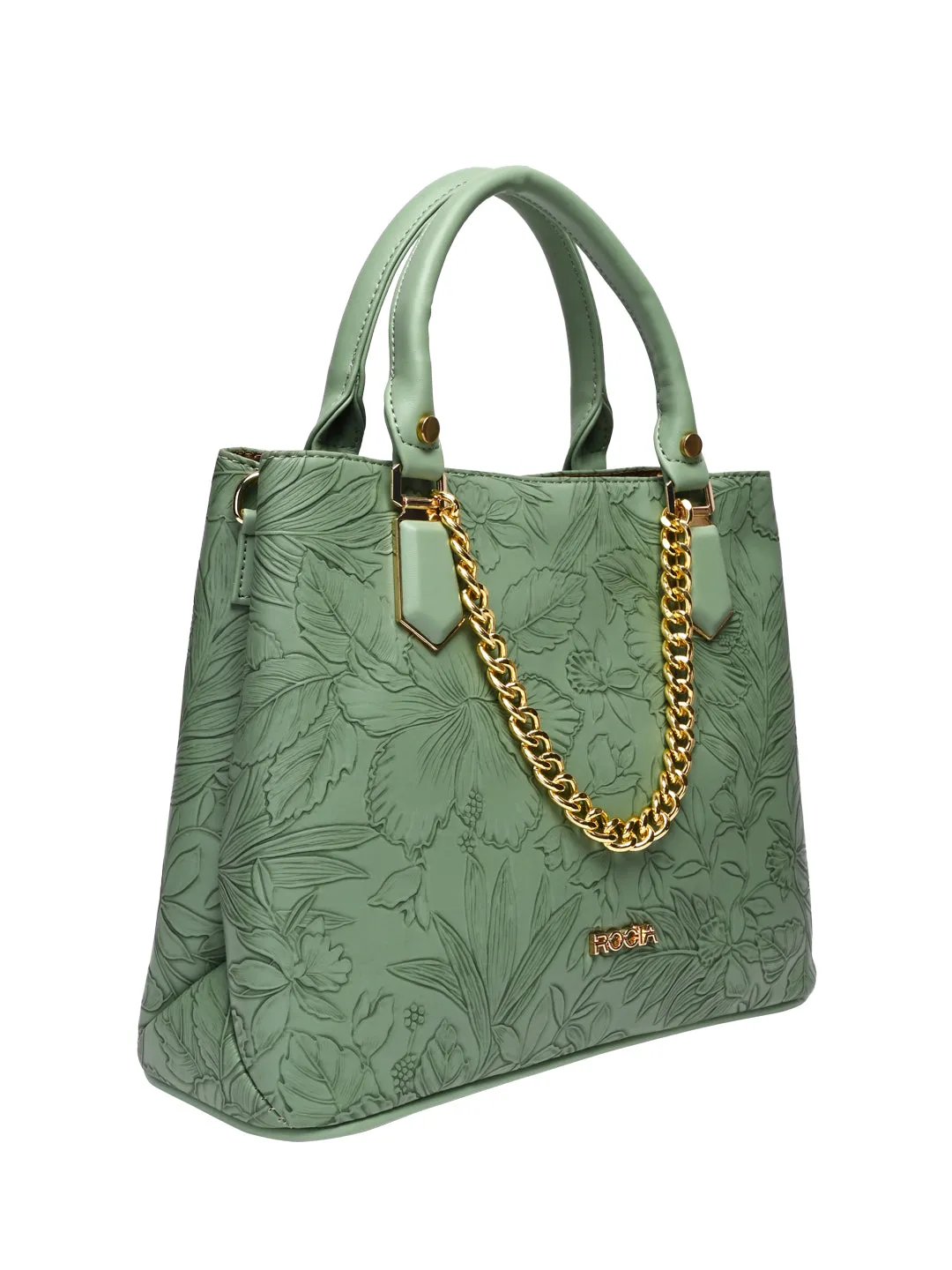 Rocia By Regal Mint Women Flower Embossed Handbag