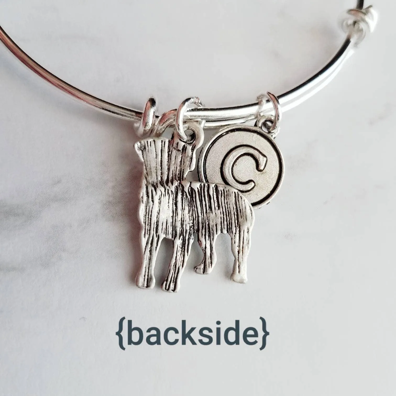 Rottweiler Bracelet - adjustable bangle double loop pet dog charm - personalized letter initial monogram - handmade Rottie puppy jewelry