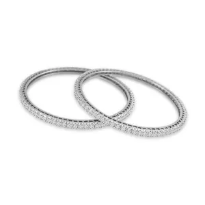 Round 4 Carats Natural Earth Mined Diamond Ladies Bangle Jewelry White Gold 14K