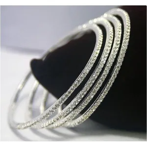 Round Natural Earth Mined Diamond 2 Carats White Gold 14K Women Bangle Fine Jewelry
