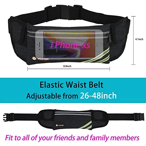 Running Belt Fanny Packs for Women Men,Waist Pack Bag for Fitness Workout Walking Exercise,Water Resistant Runners Belt Bag Jogging Pouch Fits iPhone 8 11 XS Plus,Travel Money Phone Holder for Runnin