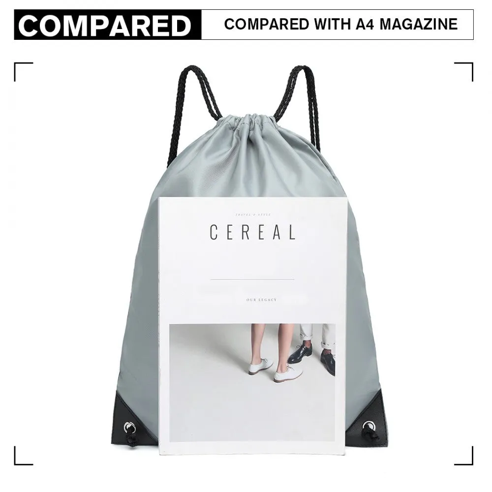 S2020 - Kono Polyester Drawstring Backpack - Black