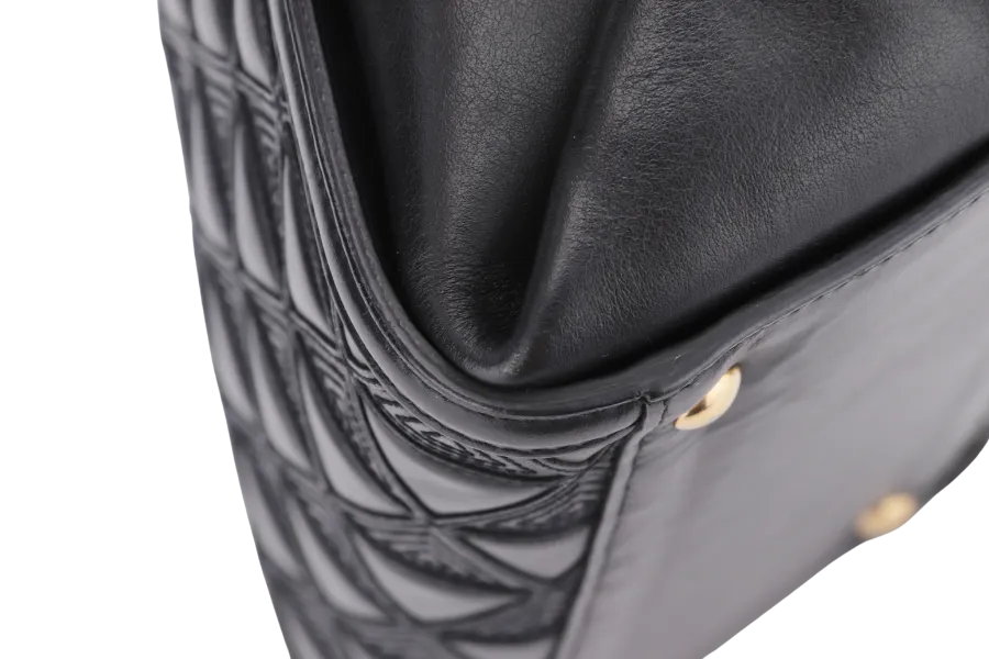 SALVATORE FERRAGAMO SOFIA TOP HANDLE MEDIUM BLACK SATCHEL LEATHER GOLD HARDWARE, WITH STRAP, NO DUST COVER