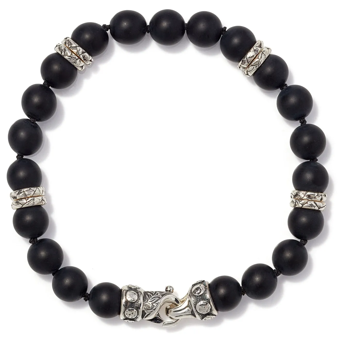 Scott Kay 8mm Matte Black Onyx Beaded Bracelet with Sterling Silver