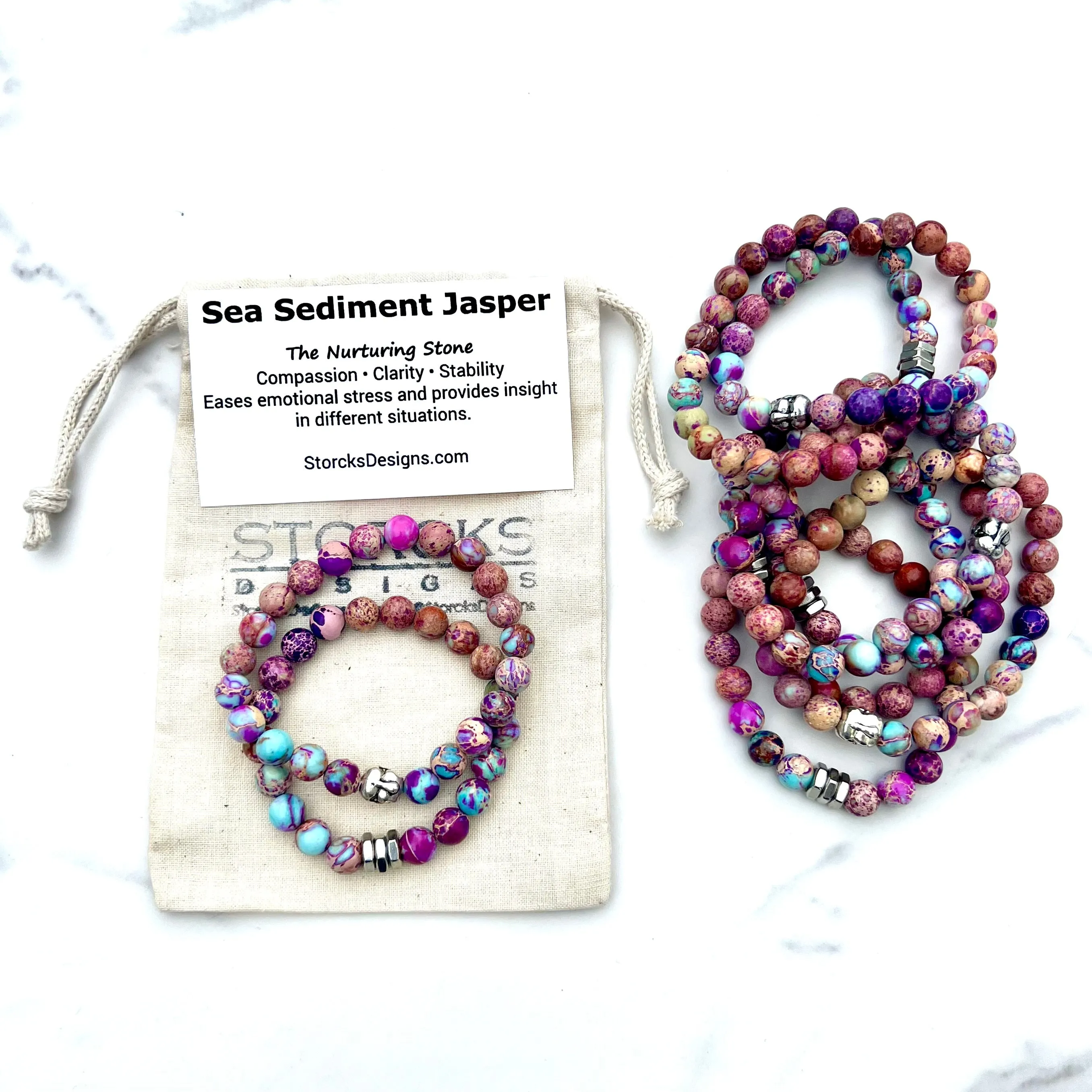 Sea Sediment Jasper Beaded Bracelet