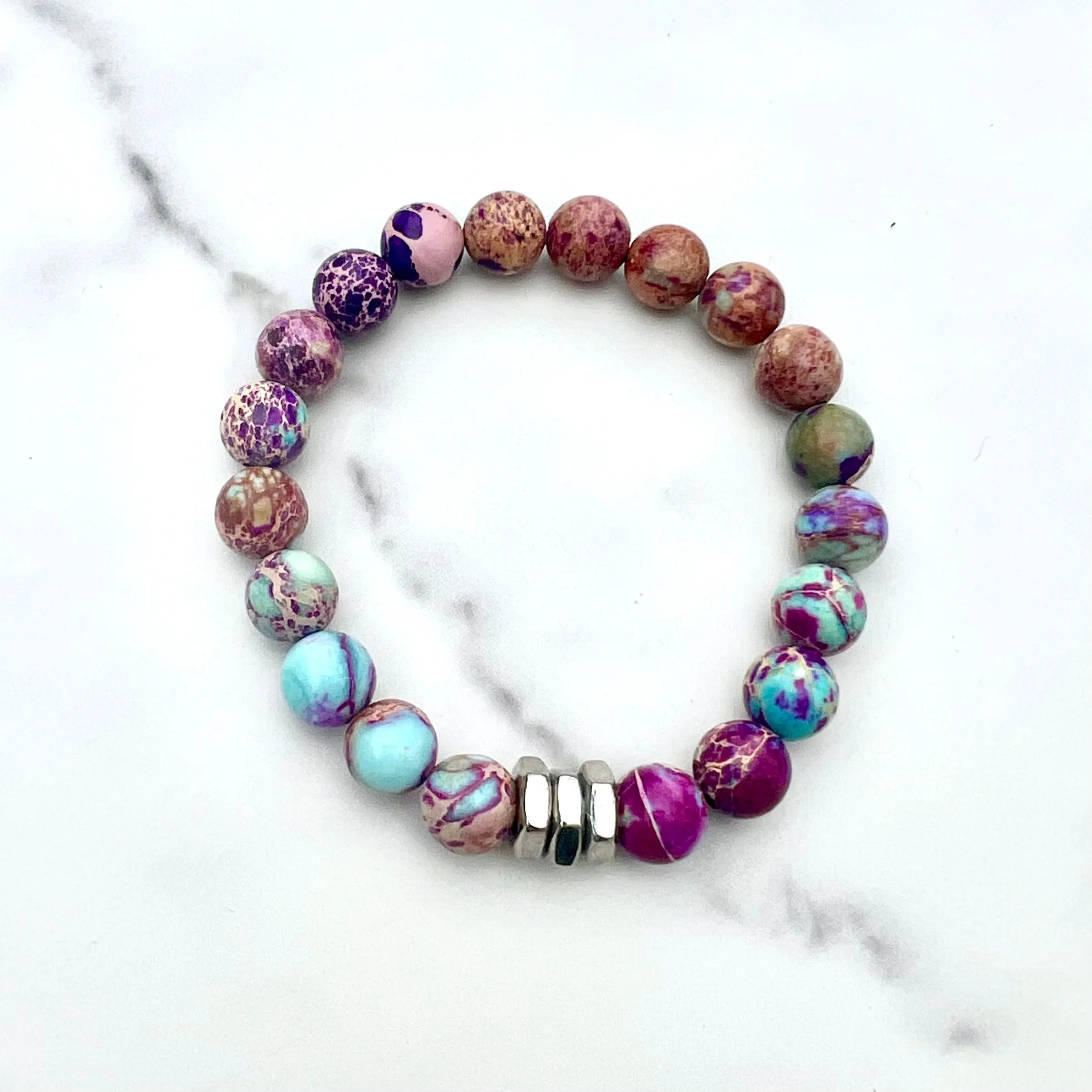 Sea Sediment Jasper Beaded Bracelet