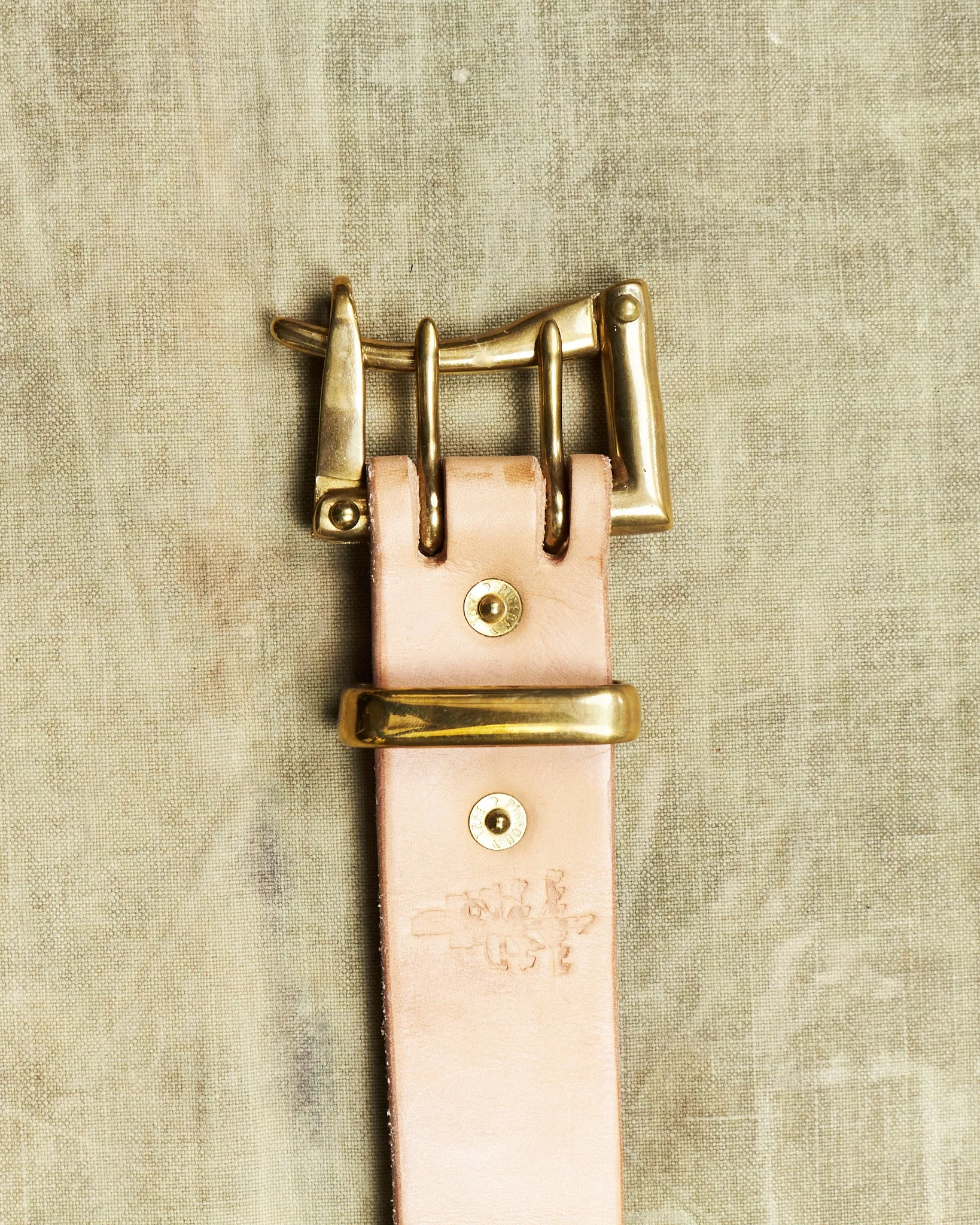 Second Hand Pigeon Tree Double Prong Leather Natural Belt Size 90cm