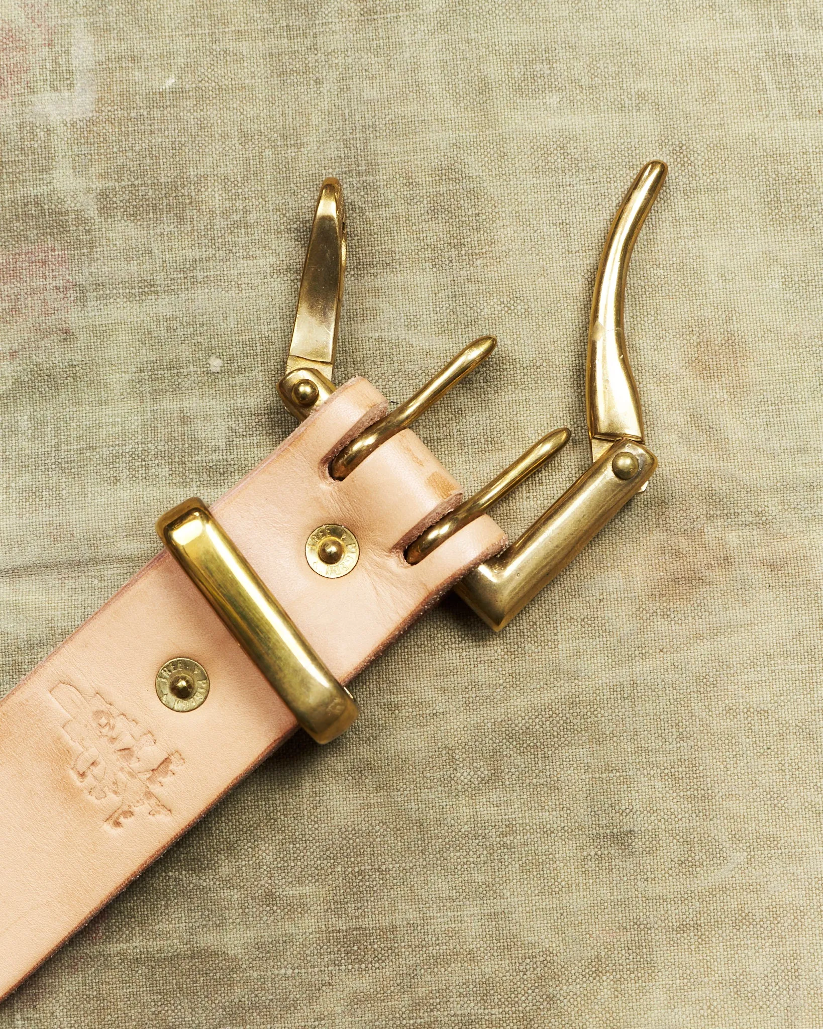 Second Hand Pigeon Tree Double Prong Leather Natural Belt Size 90cm
