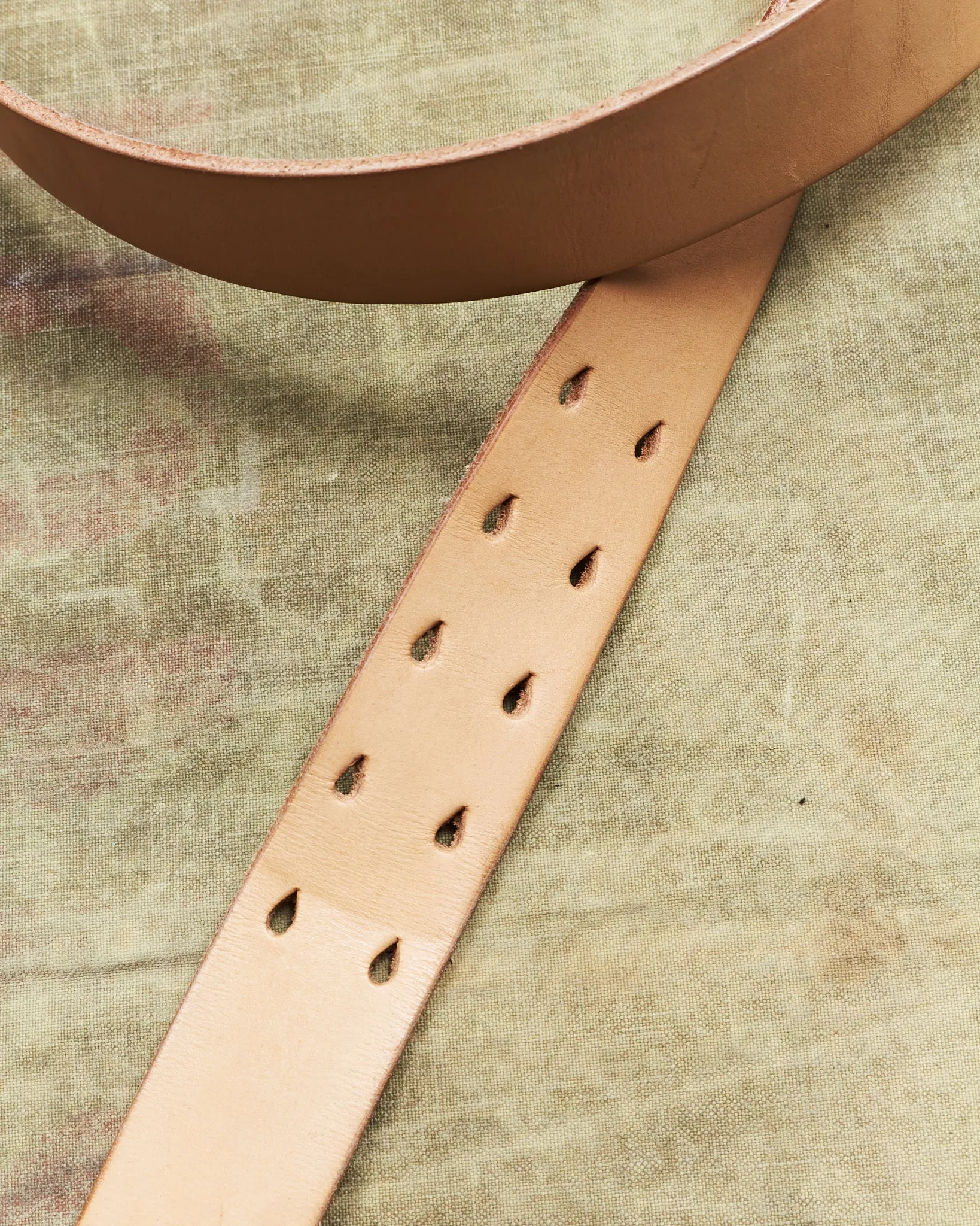 Second Hand Pigeon Tree Double Prong Leather Natural Belt Size 90cm