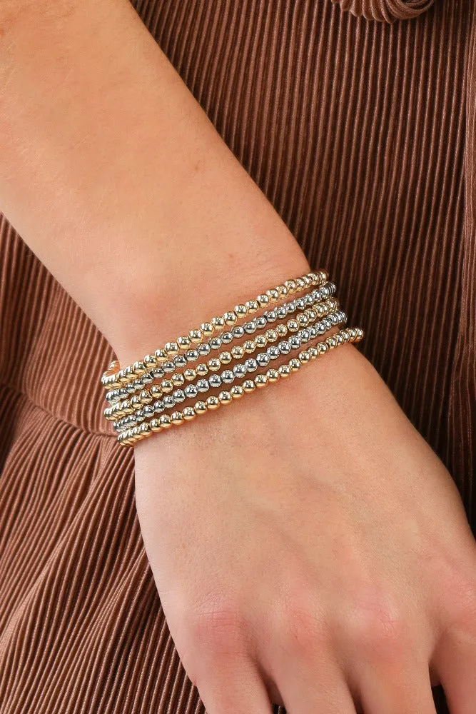 Set of 5 Beaded Bracelets - Gold