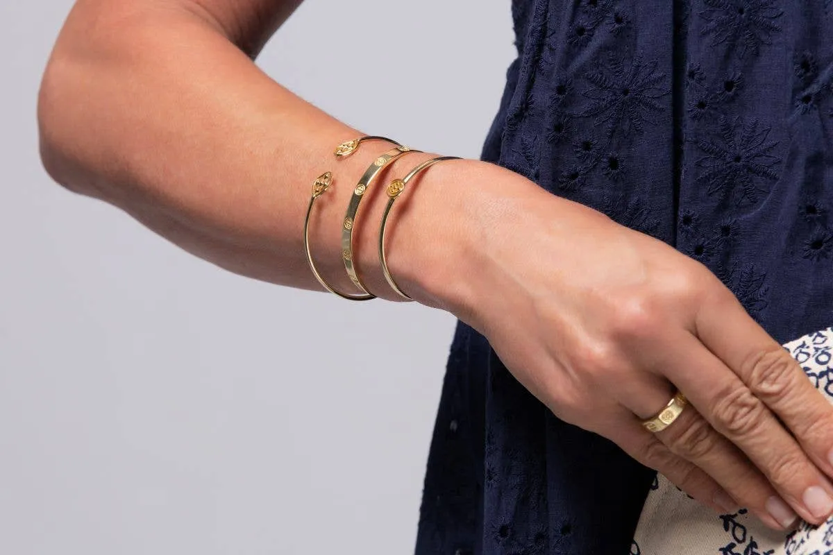 Shield Embossed Bangle Bracelet