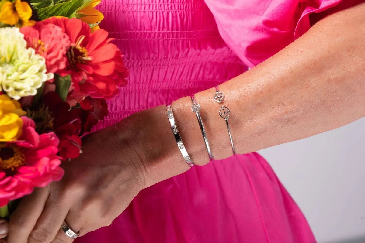 Shield Embossed Bangle Bracelet