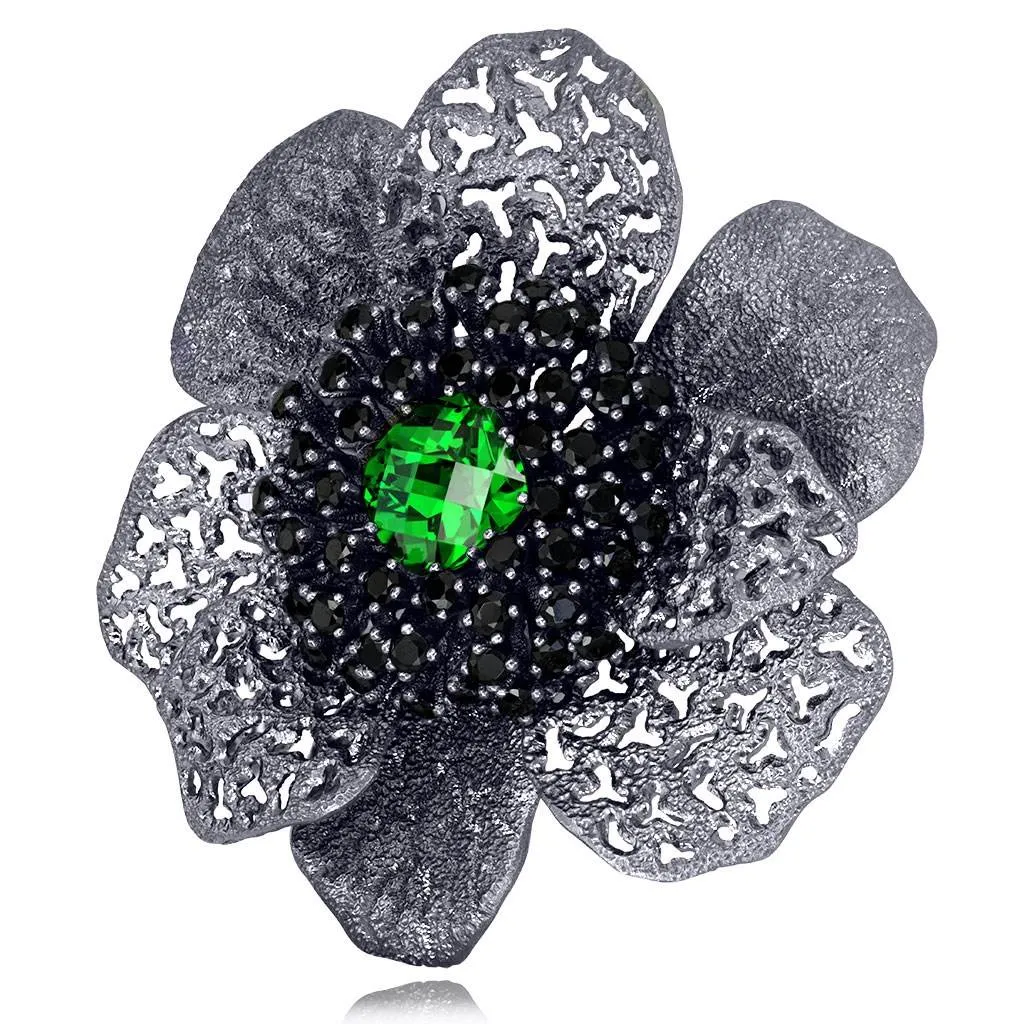 Silver Coronaria Brooch/Pendant with Swarovski Crystal